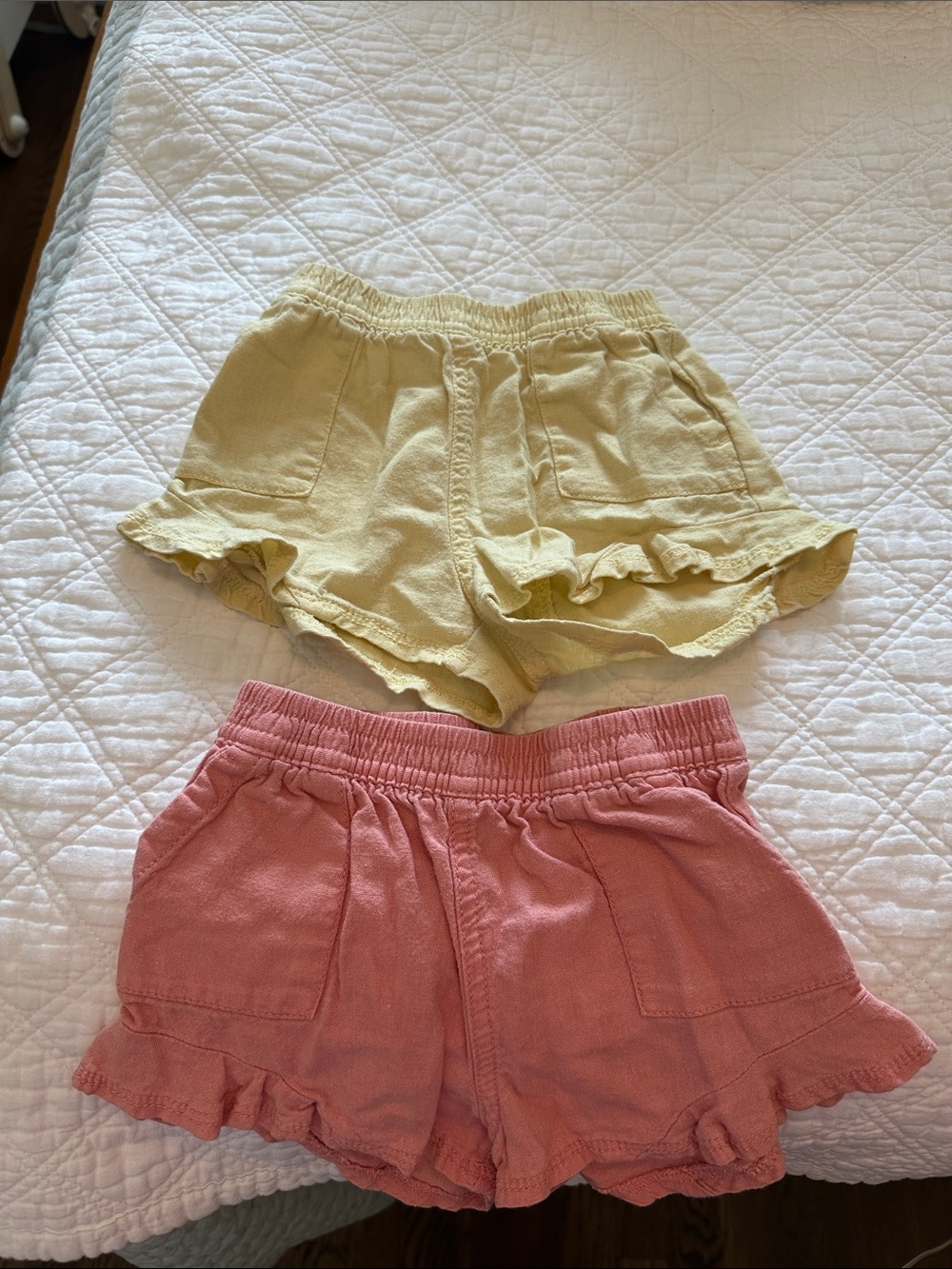GAP Ruffle Hem Shorts in Yellow and Pink